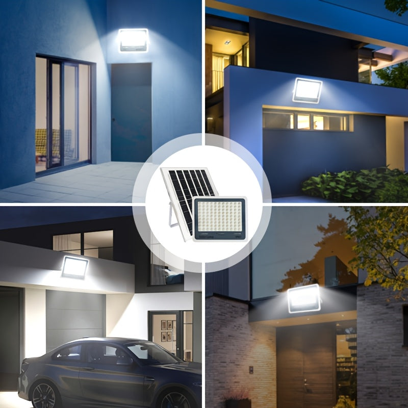 Solar Garage Light for Illumination, Wall Mount Light, Street Light, Flood and Search Light, Emergency Light - IP67 Rating, Remote Control Included, 177-Inch Cable, Perfect for Garden, Path, Courtyard and Hallway