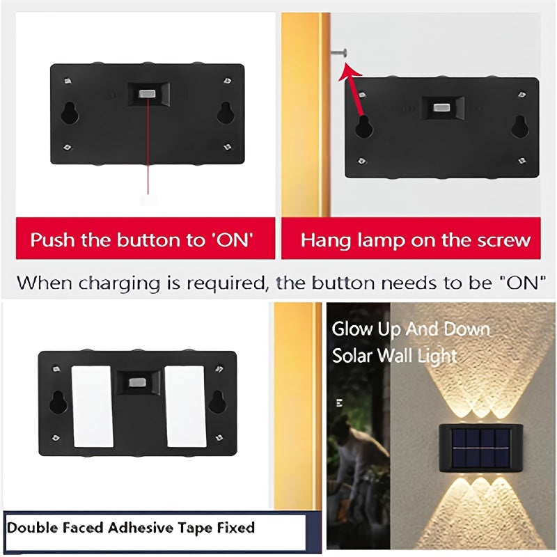 5-Piece Solar Wall Light Set, Dual Up and Down Light Source Design, Equipped with 6 LED Beads, Suitable for Ambient Lighting and Holiday Decoration in Various Scenarios such as Indoor Walls, Hallways, Outdoor Gardens, Villas