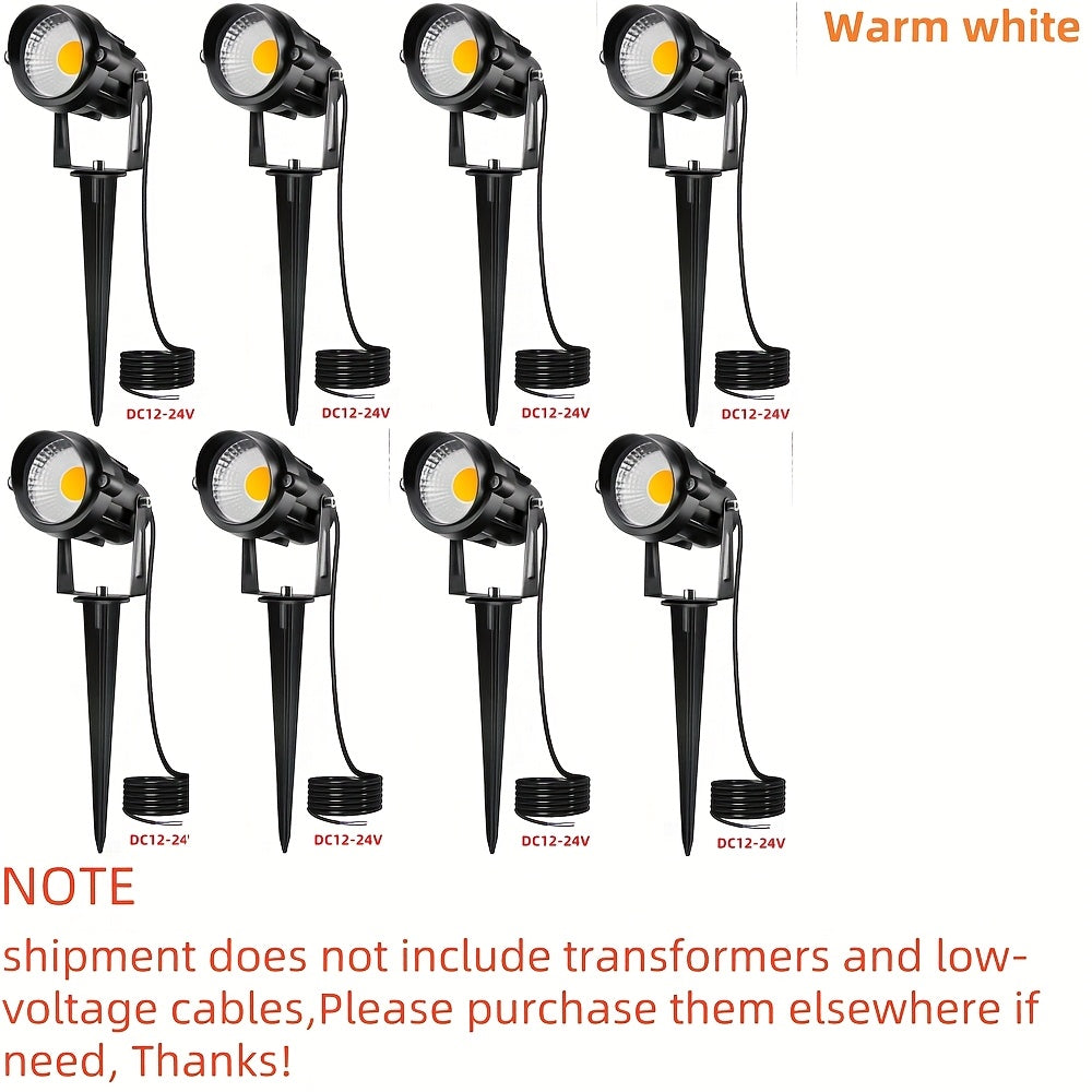 2/4/6/8/10 pcs low voltage LED landscape light | 6W, 12V-24V, outdoor Christmas spotlight, warm white, cool white, IP66 lighting lamp suitable for gardens, paths, walls, trees, flags