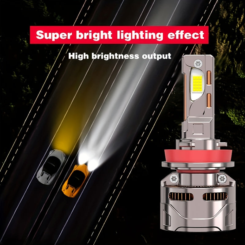 2-Pack H11 Car LED Light Bulbs, LED Headlights, 57260 Lumens, Canbus Error-Free, 360° Beam Angle, H1, H4, H7, H11, CSP Chip, Aluminum Housing, HB3/9005, HB4/9006, HIR2/9012, Easy to Install, 12V/24V, Compatible with 99% of Cars - B71