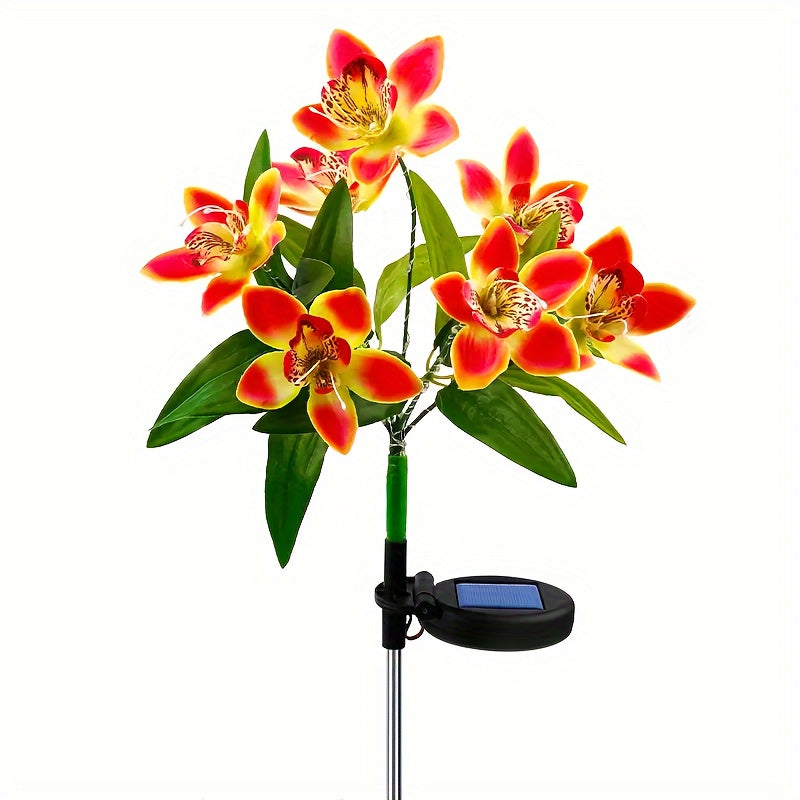 1/2 Piece Solar 7 Orchid Lawn Light Outdoor Waterproof Decorative Courtyard High-Brightness Garden Corridor Ground Insert Lawn Light Outdoor Solar Light Outdoor Lawn Light