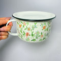 1 Piece, Thickened Enamel Bowl with Lid, Vintage Floral Pattern – Perfect for Soup, Rice, Noodles, Pot Pie, Salad, etc. – Durable & Stylish Tableware