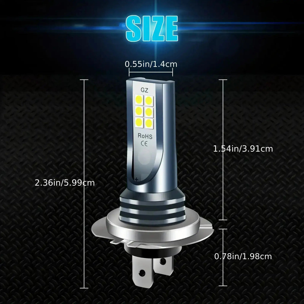 4-Pack H7 LED Headlight Kit - 3000+ Lumens Super Bright 6500K Xenon White Light, High/Low Beam Replacement, Plug-and-Play Wiring, for Trucks and Motorcycles (H7 Bulb Socket), No Battery Included