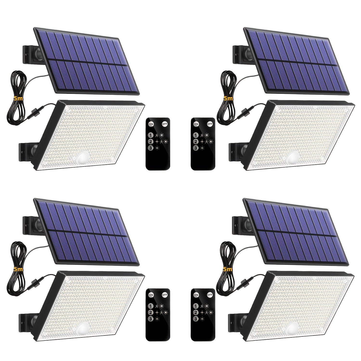 4 Pack 400 LED Outdoor Solar Light, Courtyard Wall Light with Motion Sensor, Solar Street Light, IP65 Protection Rating, Automatic Dusk-to-Dawn Illumination, Perfect for Home Garden Pathway Lighting, No Wiring Needed