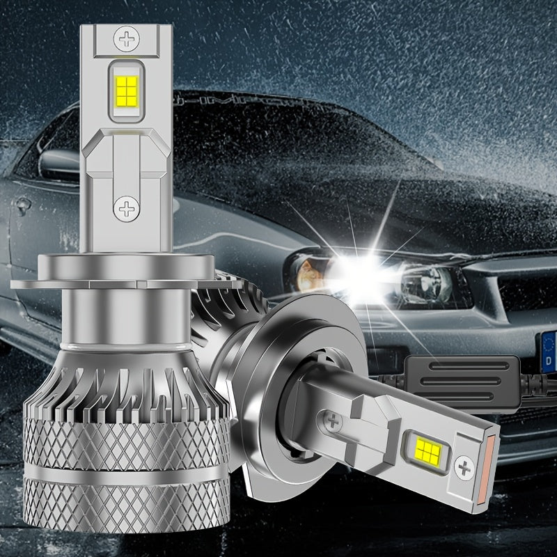 2-Pack H7 Car LED Headlights, Auto Parts, High/Low Beam Integrated, 30,000 Lumens, 360° Beam Angle, 500m Illumination Distance, CSP Chip, Universal 12V/24V, Compatible with H1, H4, H7, H11, HB3, 9005, HB4, 9006, HIR2, 9012-F135 Models