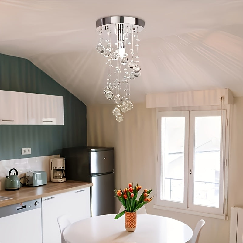 Luxury silver crystal chandelier, featuring modern fishing line design and metal structure, perfectly suitable for living room, dining room, bedroom and kitchen. E14 base (bulbs not included)