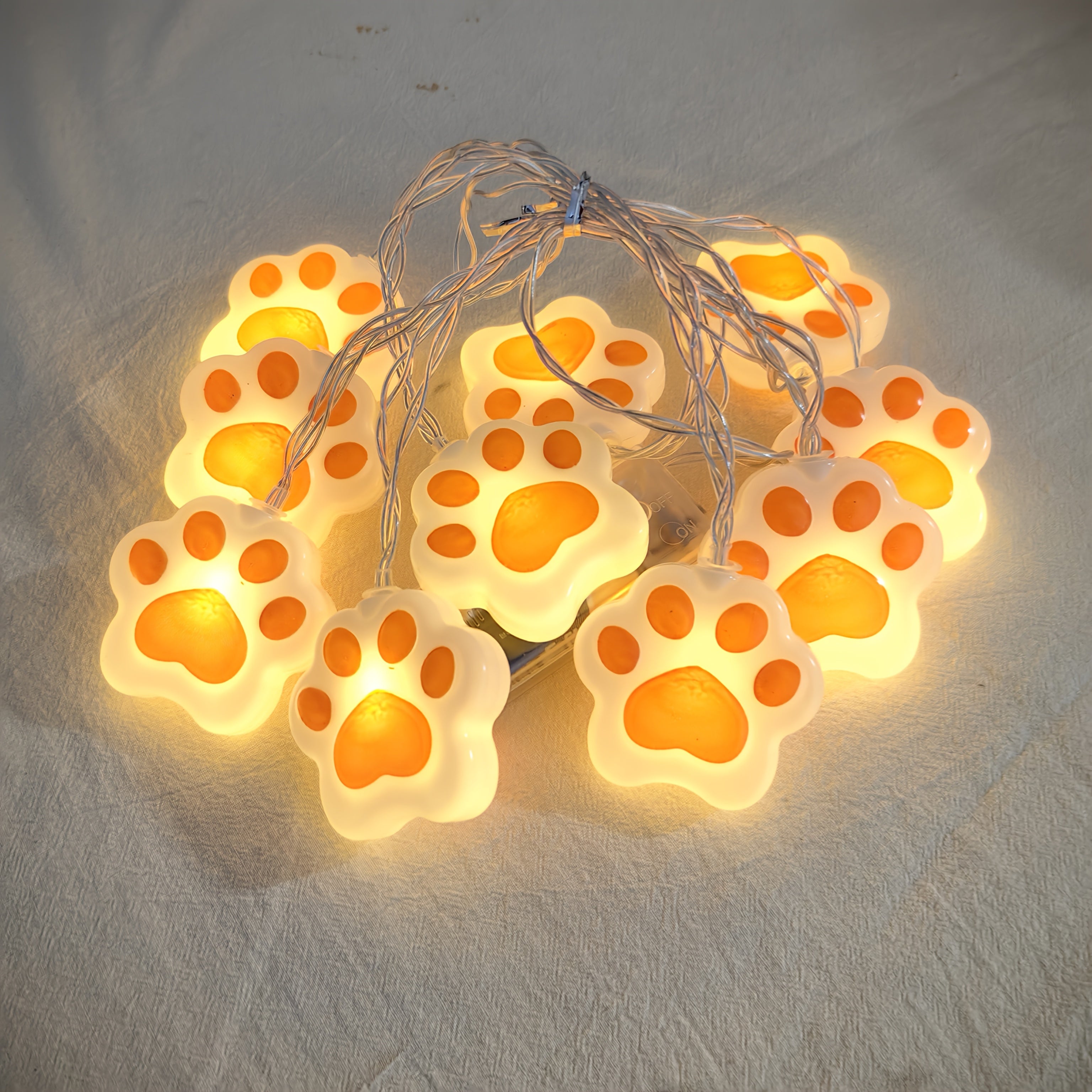 1入 可愛動物爪印燈串，78.74英吋 10 LED 電池供電，臥室、生日裝飾、室內外燈、婚禮、聖誕節、夏季庭院、派個用品陽台裝飾燈串，攤位LED小燈泡（不含電池）