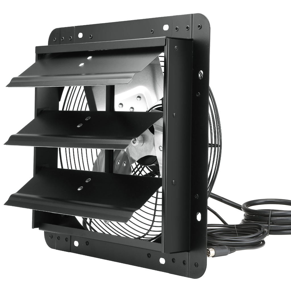 VEVOR Shutter Exhaust Fan, 12''/14''/16'' with Temperature and Humidity Controller, EC Motor, 940 CFM/1513 CFM/1747 CFM, 10-Speed Wall Mount Attic Fan for Greenhouse, Garage, Shed Ventilation and Cooling