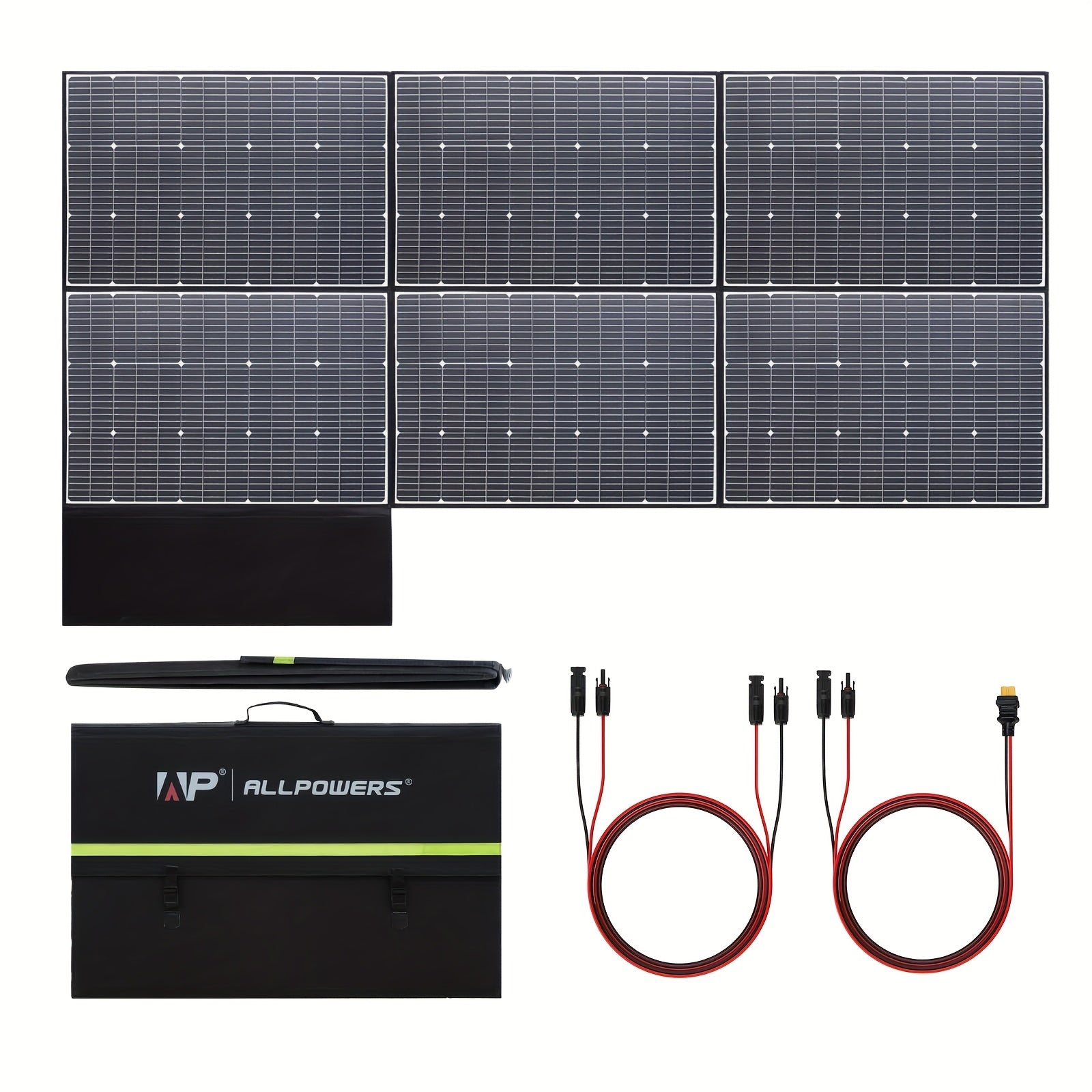 ALLPOWERS SP039 600W 单晶硅便携式太阳能板 RV太阳能板套件，具有 44V 输出，折叠式太阳能充电器，专为户外活动和停电情况设计，带太阳能发电机