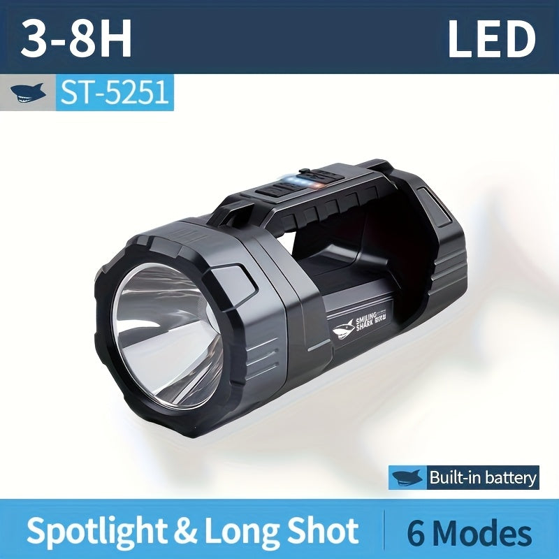 SMILING SHARK Rechargeable Spotlight Equipped With Ultra Bright LED Spotlight And COB Side Light Designed For Long Time Use Handheld Searchlight With Solar Panel