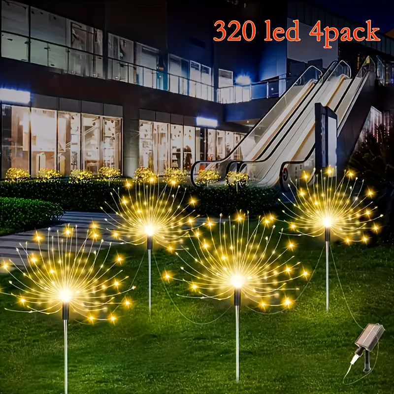 FACHOI 5件套-400颗LED太阳能烟花灯 5件套-300颗LED智能光感DIY太阳能装饰灯 适用于商业街、小径装饰、花园露台 4件套-320颗LED 8种照明模式 4件套-240颗LED 白光/彩光/暖光