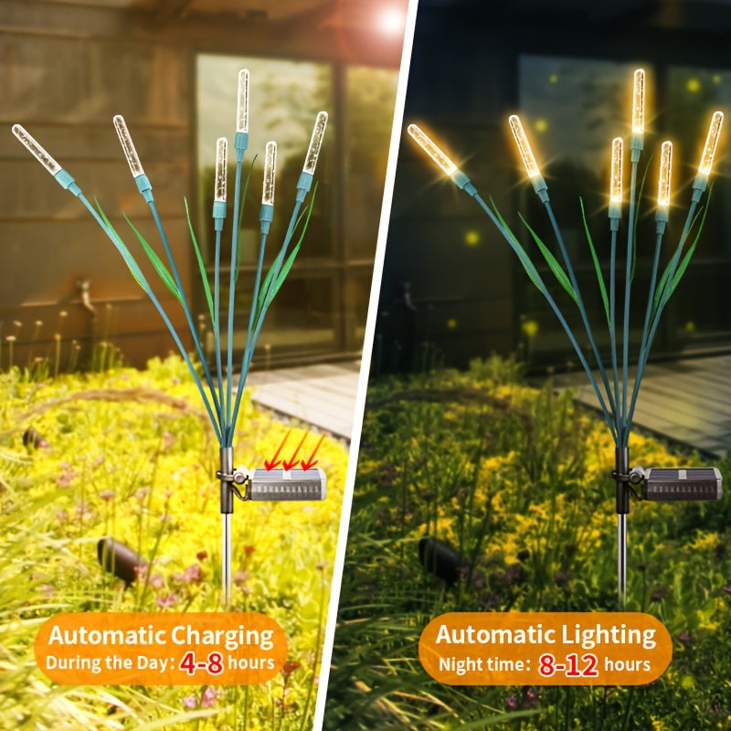 Solar Courtyard Light - IP65 Waterproof LED Outdoor Fairy Light, Swaying Reed Design, Suitable for Patio, Courtyard and Pathway Decoration, Solar Powered, Warm White Light Garden Solar Light