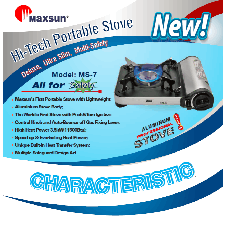 Portable Gas Stove MS-7 (Silver) 11,500 BTU, Ultra-High Power, Camping Stove with Protective Case