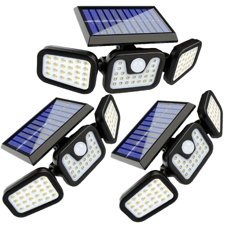74 LED Solar Outdoor Flood Light with Motion Sensor, 3-Step Dimming and IP44 Protection Rating - Wide Angle Illumination, Perfect for Garden, Driveway, Courtyard and Commercial Street Lighting