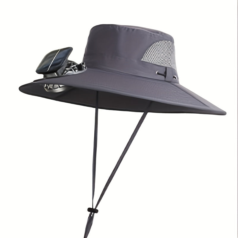 Outdoor Solar Fan Hat, 3-Speed Adjustable High Wind Breathable Design, Unisex Travel Mountaineering Bucket Hat, Essential Summer Outdoor Cooling Hat