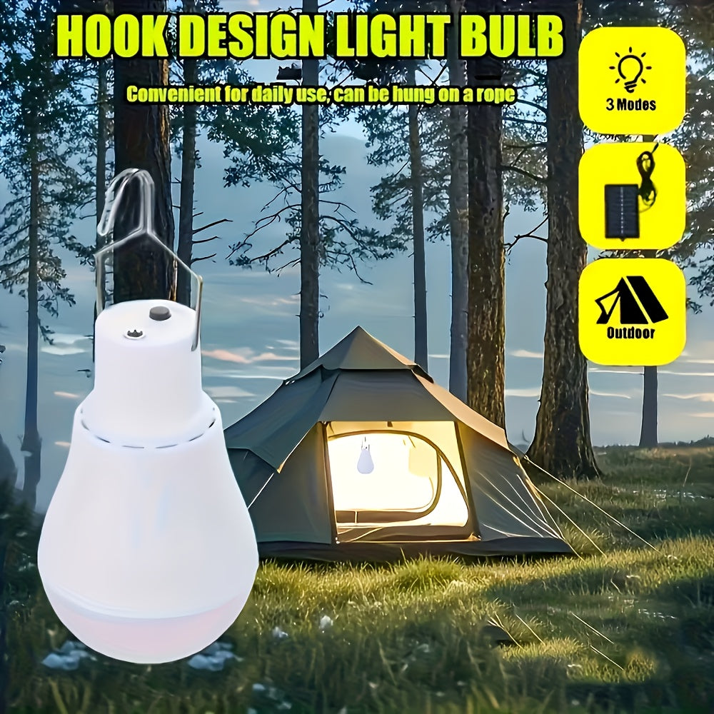 IP44 solar LED bulb, with 3 modes, long-lasting durability, portable emergency flashlight, lantern, fishing light, chicken coop light - wall-mounted / handheld