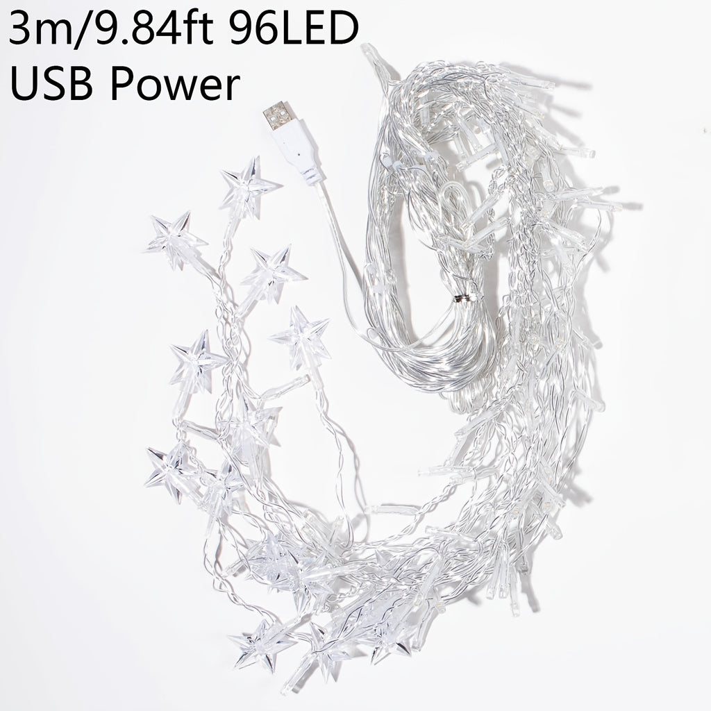 3M 96 LED 經典星星燈串 - USB供電 仙女燈串，非常適合裝飾臥室牆壁和室內節慶場合，適用於婚禮、訂婚、生日、居家裝飾、齋戒月、開齋節和古爾邦節