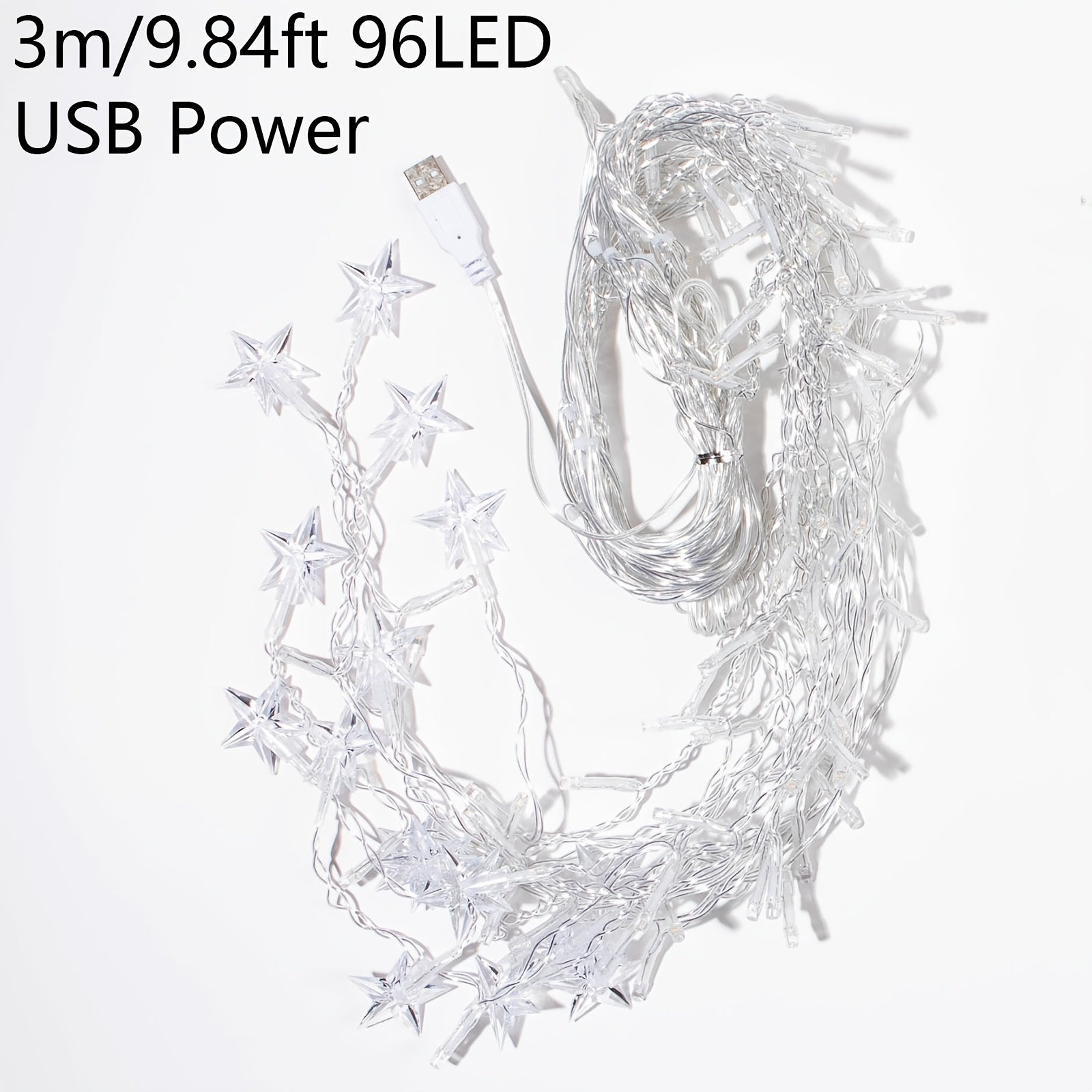 3M 96 LED 經典星星燈串 - USB供電 仙女燈串，非常適合裝飾臥室牆壁和室內節慶場合，適用於婚禮、訂婚、生日、居家裝飾、齋戒月、開齋節和古爾邦節