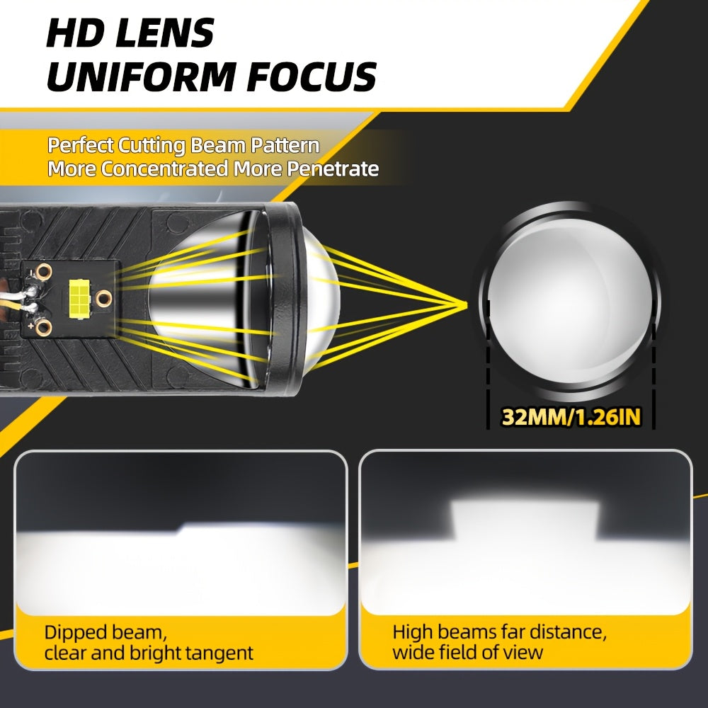 1/2Pc H4 LED Projector Bi-Xenon Lens Car LED Headlight Bulb 160W Turbo Fan Car Light 12V 24V Perfect Beam Distribution 6000K White Light