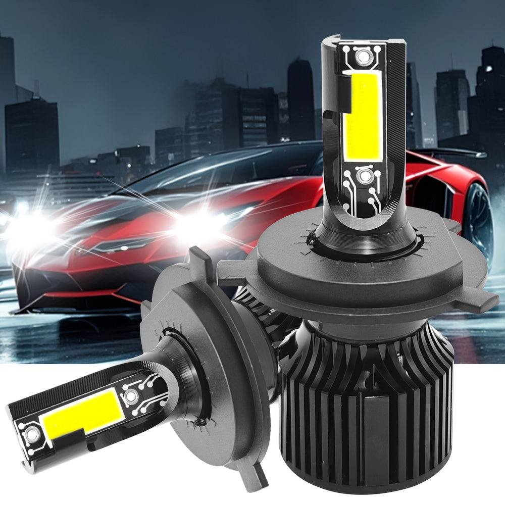 2-Pack Car LED Headlights H4 Bulbs 20000 Lumens High/Low Beam Integrated Universal for H1, H4, H7, H11 CSP Chip CANbus Error-Free 360° Beam Angle Compatible with HB3/9005, HB4/9006, HIR2/9012-G03 No Battery Design Fits 99%