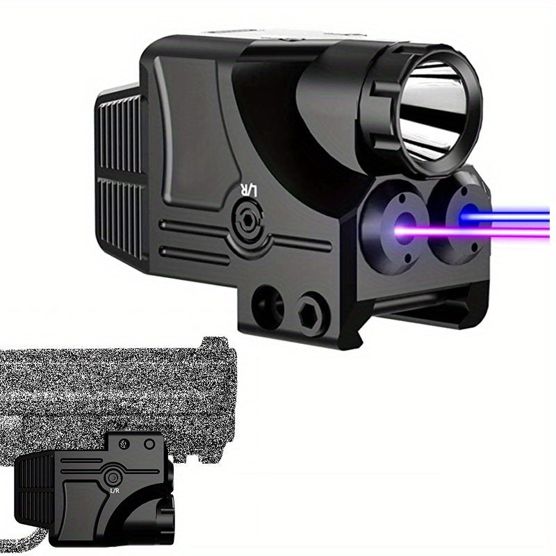 Tactical Flashlight With 600 Lumen Green & Purple Laser Beam Pistol Design 3-in-1 Laser Light Combo USB Rechargeable