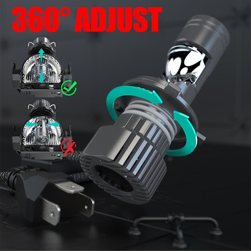 2PCS Vehicle LED H4/9003/HB2 LED Mini Projector Hi/Lo Beam Canbus Car Headlights Car Turbo LED Bulbs RHD LHD 12V 6500K