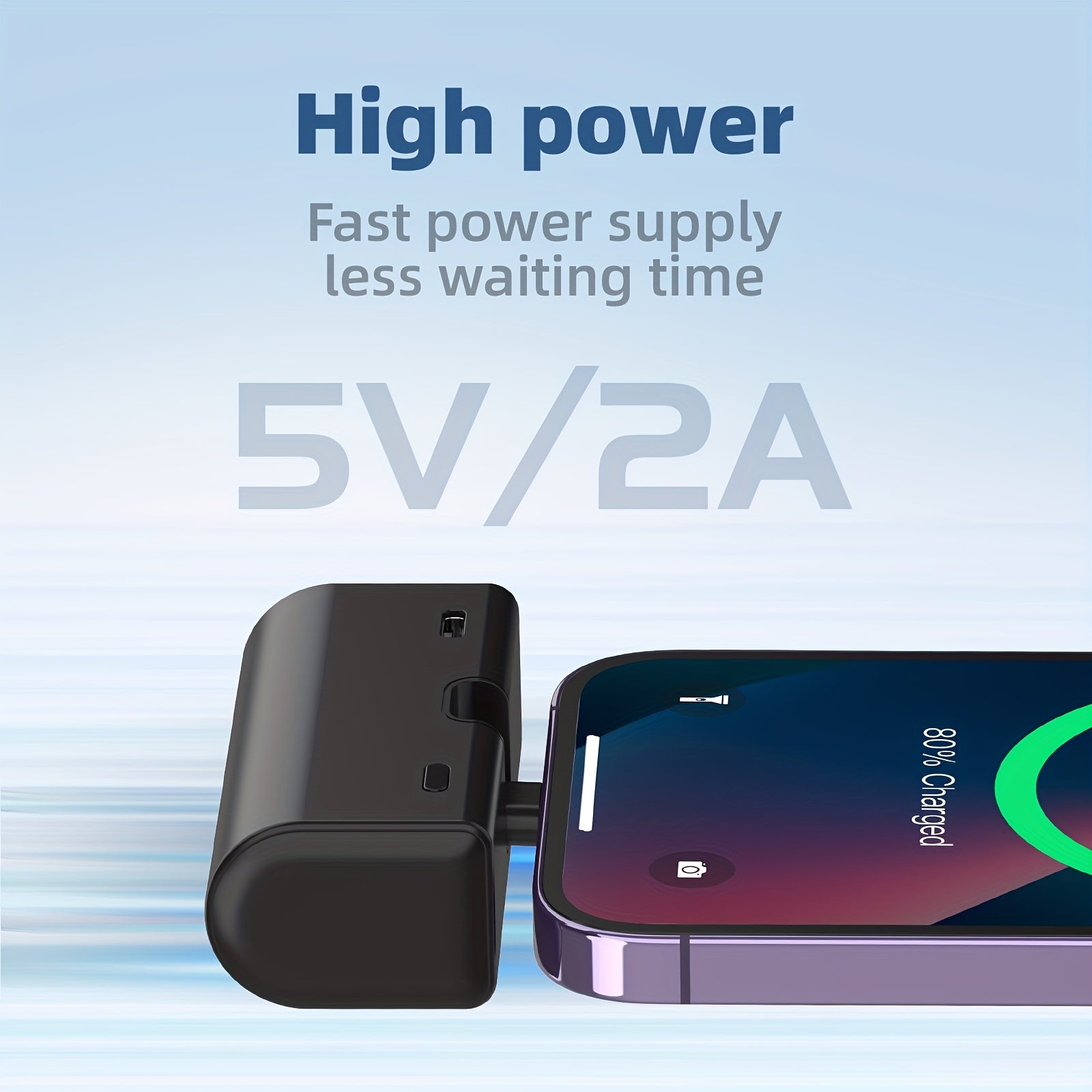 [新款迷你移動電源] 5000mAh超輕便攜充電器，內建USB-C直插式介面，5V2A輸出，LED數字顯示，無需線纜，直接插入充電，適合飛行，相容IOS 17/16 Plus/15 Pro/15 Pro Max/Pad Pro，安卓手機、耳機、揚聲器及其他電子裝置。是通勤者、旅行者、學生的理想選擇