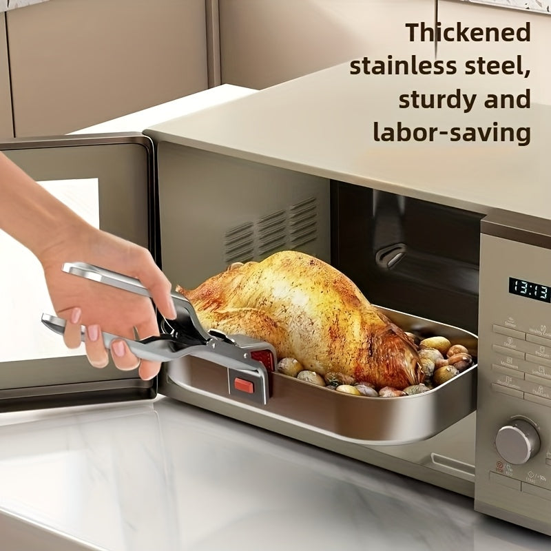 Stainless Steel Heat-Resistant Clip | Kitchen Bowl &amp; Steamer Tongs, High-Temperature Resistant, Ergonomic Handle - Lightweight &amp; Easy to Use, for Air Fryer, Steamer, Oven | Essential Kitchen Cooking Tool