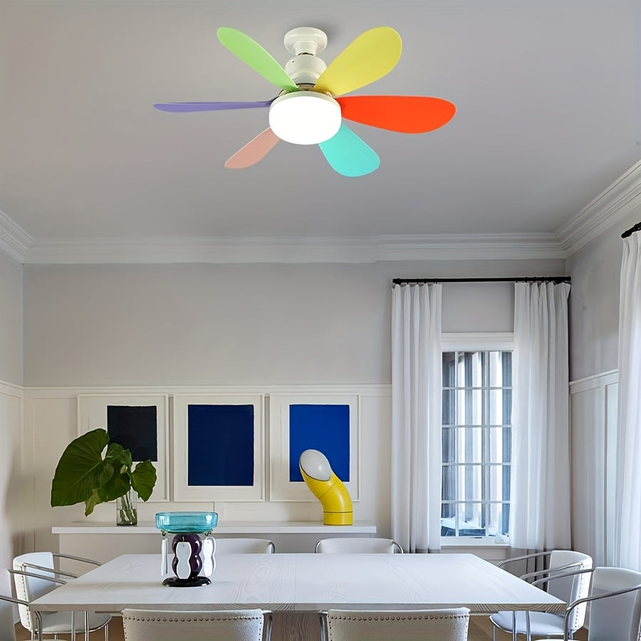 20.5 Inch Smart Ceiling Fan Light with Remote Control, LED Lighting, 3-Speed Low Noise Airflow, 3 Color Temperatures 3000K-6500K, E26/E27 Base Fan Light, Tool-Free Installation & Timing Function, Ideal for Bedroom