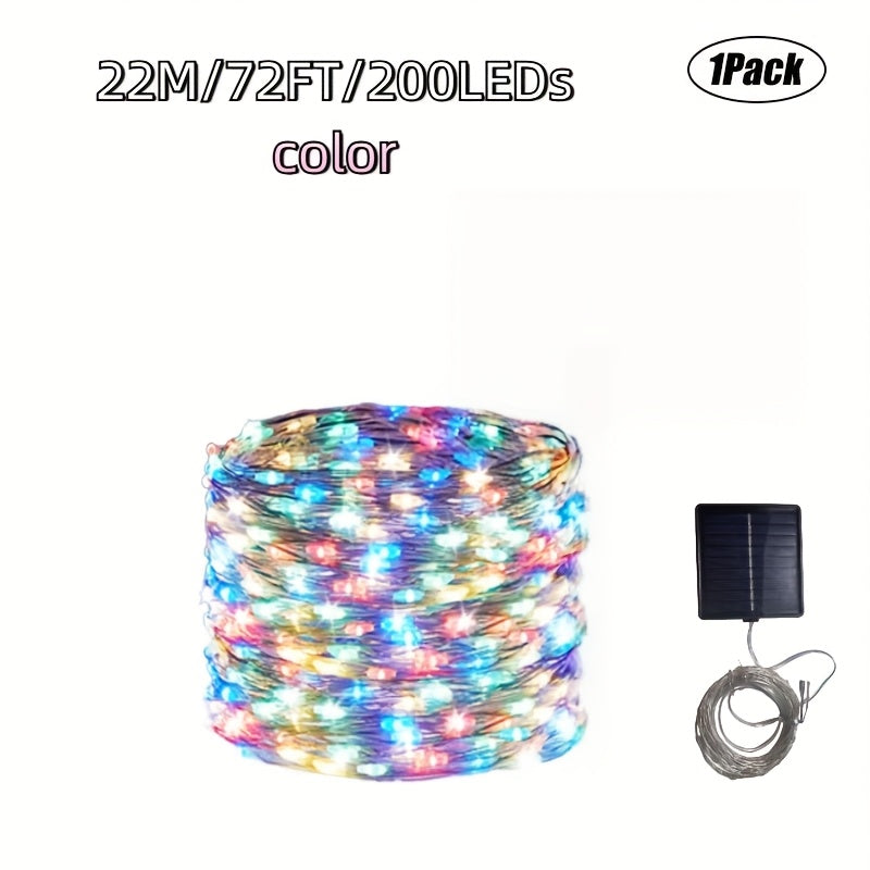 1件 1259.84英寸 300LED/866.14英寸 200LED//472.44英寸 100LED/275.59英寸 户外太阳能串灯，8种照明模式，防水仙女灯适用于花园派对新年婚礼后院圣诞树围栏泳池装饰门廊悬挂灯暖白色，多彩万圣节装饰，圣诞节装饰