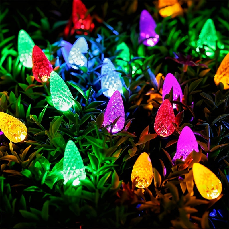 C6 灯泡圣诞灯带计时器 - 50 LED 16.4 英尺草莓电池串灯，用于室外室内 - 迷你照明装饰庭院花环花环派对圣诞树圣诞装饰品