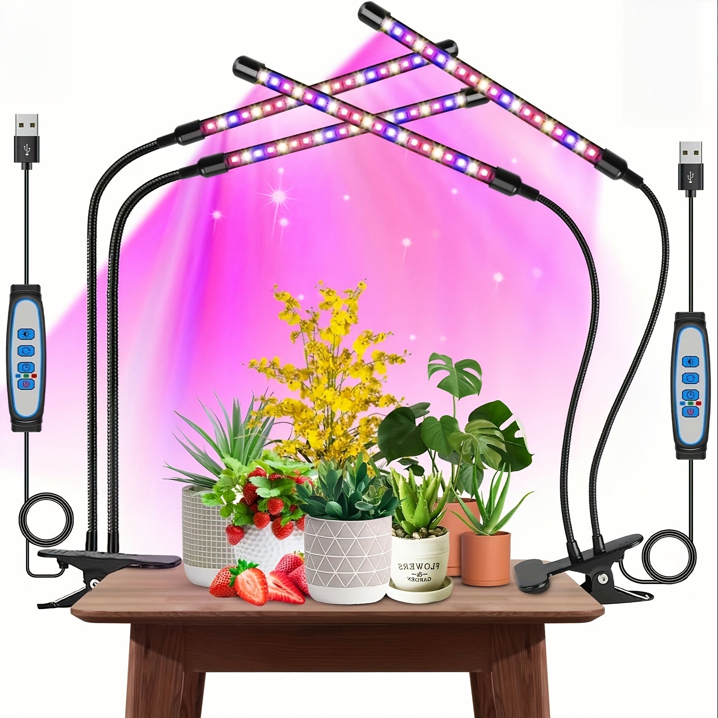 1/2/3/4 Head LED Grow Light, 360° Adjustable Gooseneck, USB Powered, Red & Blue Dual Spectrum, Efficient Full Spectrum Panel, with Adjustable Plant Light and Flexible Rotation - Perfect for Indoor Greenhouse Flowers, Charger Not Included