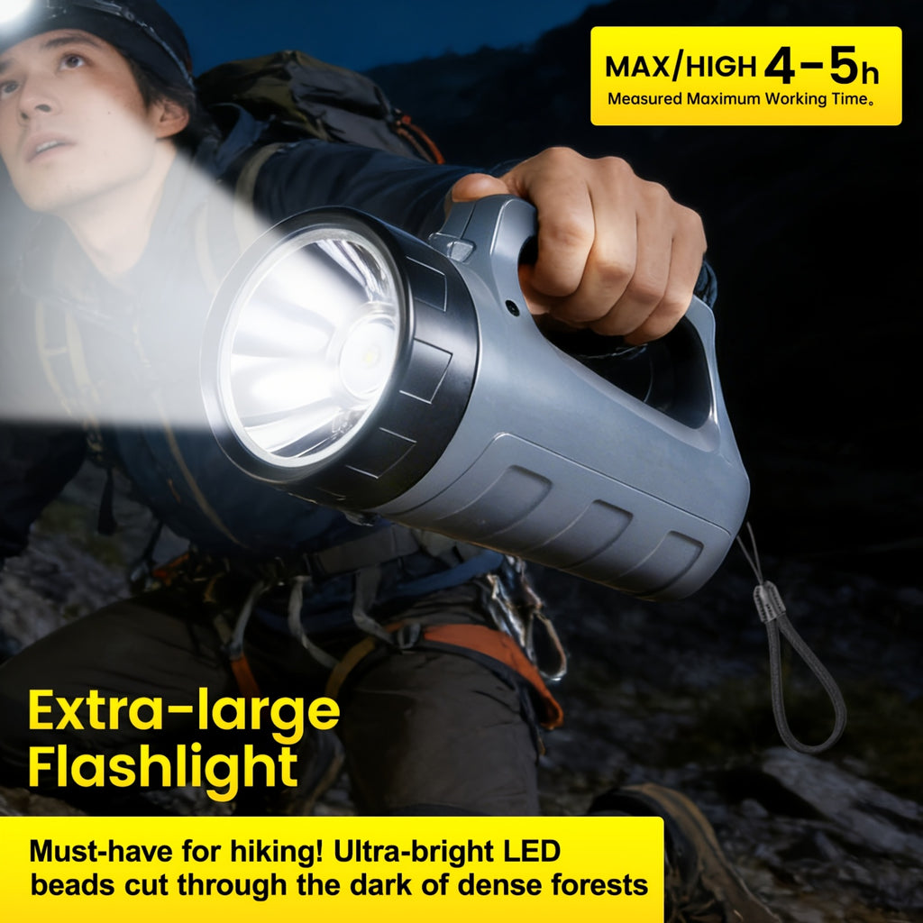 LED Handheld Flashlight, High Beam Long Range & Rechargeable Long Endurance, Large Size Portable Lighting Tool for Circuit Inspection Search Rescue Night Work Emergency Repair Camping Hiking