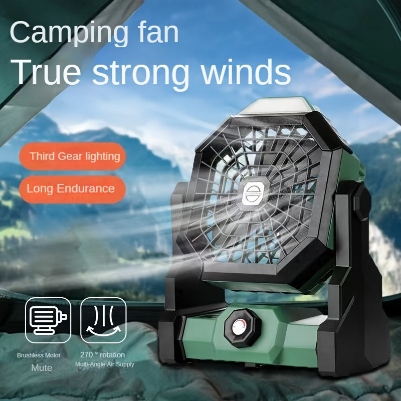 New Arrival Popular Outdoor Autumn Camping Fan, LED Light Fan with Adjustable Brightness, Portable Hanging Fan for Camping Tent Picnic Party Car Pet Kennel, USB Rechargeable Large Capacity Long Lasting Battery, Ideal Practical Festival Gift