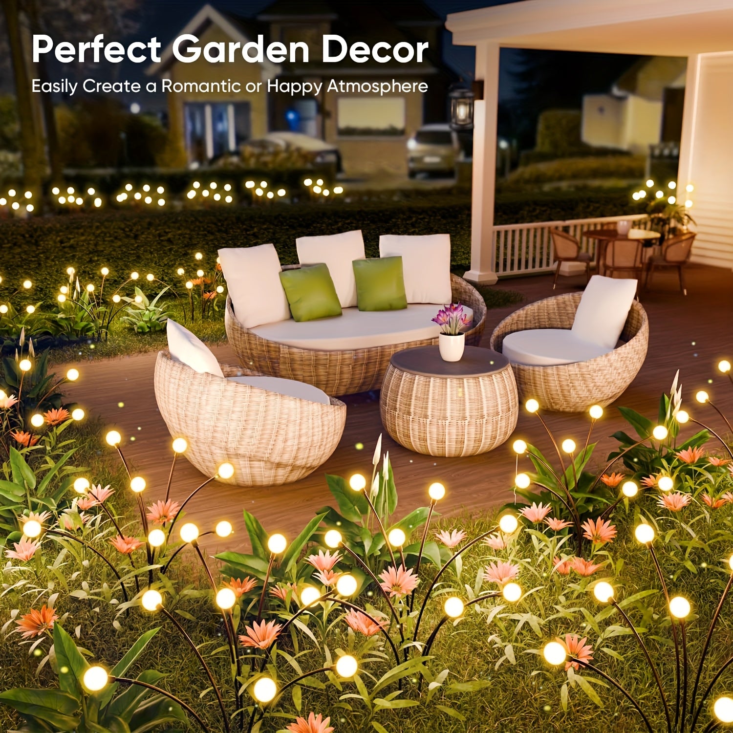 4 Pack Solar Garden Light, 32 LED Beads, Firefly Ground Light, IP44 Outdoor Decorative LED Light, Garden Decorative Globe Light, Festival Party Christmas Independence Day Dancing Lighting, Add Bright Decoration to Your Garden