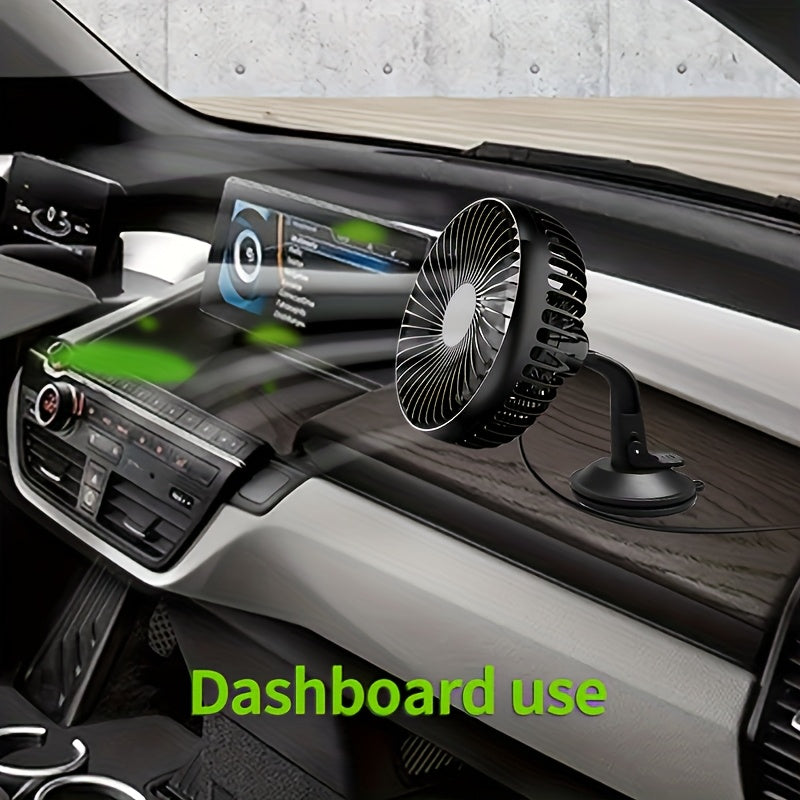 USB Car Fan, USB Suction Cup Car Fan, 3 Speed Adjustable Strong Wind, Brushless Motor Quiet Low Noise, Non-Slip Silicone Base, Suitable for Dashboard Windshield and Multiple Scenarios