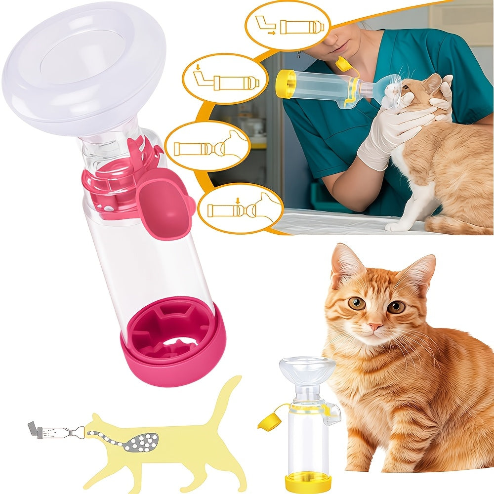 猫狗宠物雾化罐，手持式雾化罐，只需将吸入器连接到橡胶垫上，柔软灵活的面罩轻柔地贴合宠物的脸部，确保安全舒适的佩戴。便携轻便：小巧的尺寸和轻便的结构使其在家或外出时都易于使用，并且更容易冲洗。提供两种硅胶面罩。
