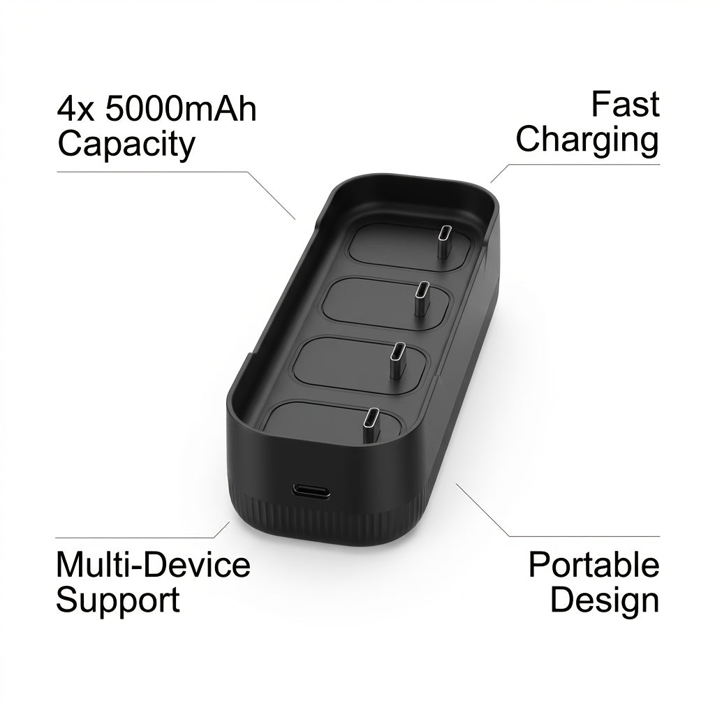 Four-in-one Set 22.5W Fast Charging 20000mAh Mini Portable Charger | 5000mAh*4pcs USB-C Power Bank with Charging Station, Compact Design, Ideal for Daily Use Or Travel, Rechargeable Lithium-Polymer Battery