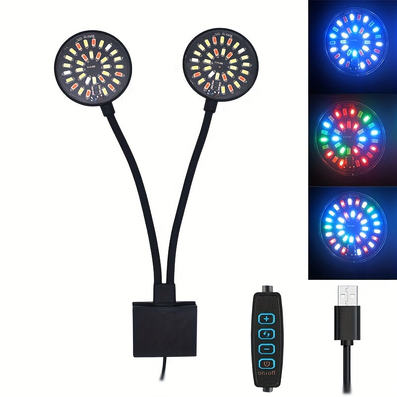 USB Aquarium LED Light, Clip-On Fish Tank Lamp, Full Spectrum Adjustable Brightness Plant Grow Light, 360° Rotatable Decorative Lamp