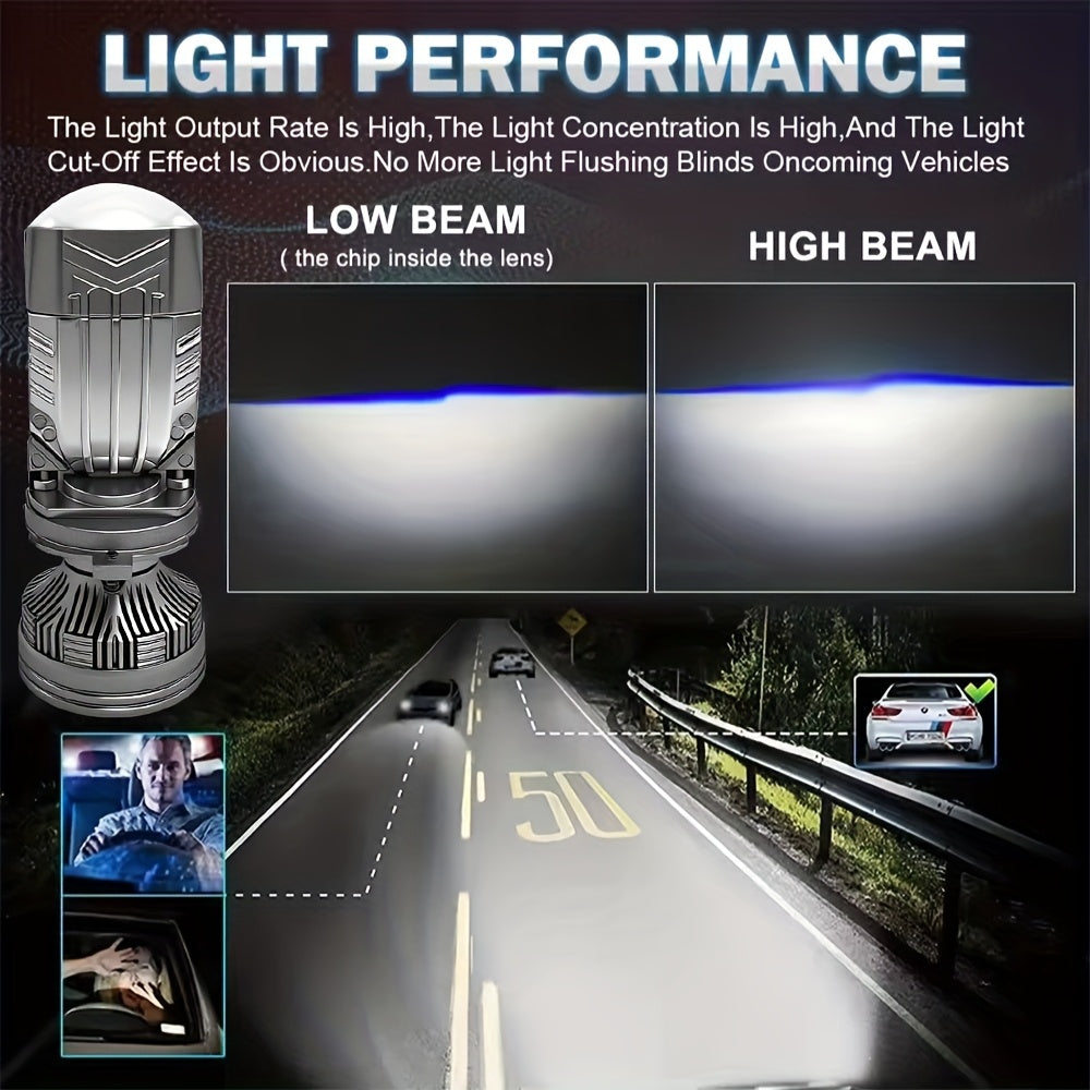 2 High Quality H4 LED Headlights H4-QB085, 50000 Lumens, 8054 CSP Chip, with External Driver Canbus Plug-and-Play, Auto Replacement Upgrade Bulb No Can-Bus Error, White Car LED Headlight Lighting, 12V
