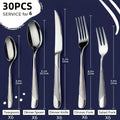 30-Piece Silver Modern Hammered Set (Service for 6), Stainless Steel Flatware Set, Includes Ultra-Sharp 2-in-1 Serrated Knife, Mirror Polished, Dishwasher Safe – Perfect for Parties, Family Gatherings, Weddings