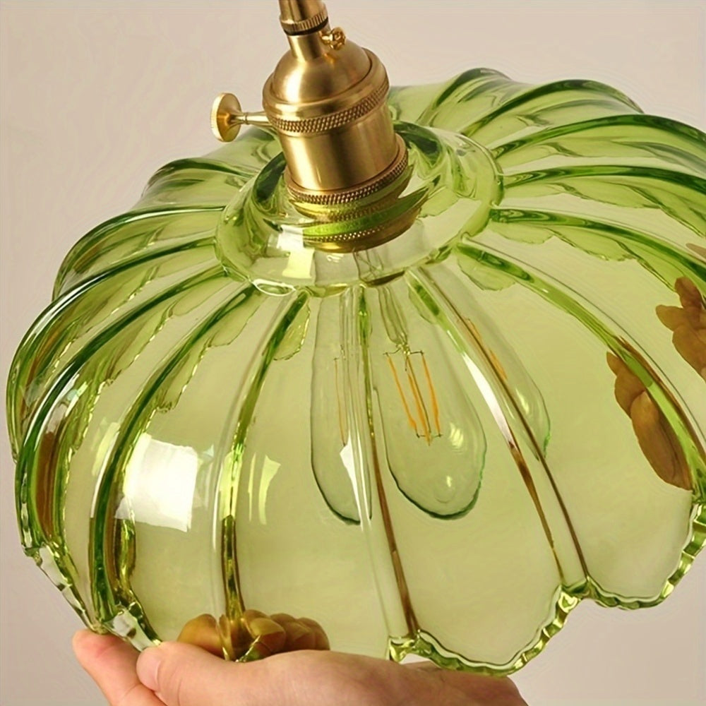 Vintage Pendant Light - Hanging Light Green Glass Pendant Light W260*H1500 Adjustable, Small Green Pendant Light Suitable for Bedroom, Hotel, Restaurant, Kitchen and Hallway (Bulb Not Included) New Year/Valentine's Day