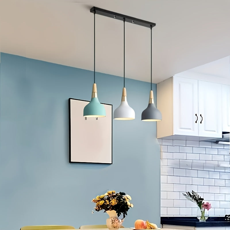 Modern minimalist design, detachable metal lampshade, hardwired rod, suitable for bedroom and dining room areas - includes mounting accessories, E26 base (bulb not included)