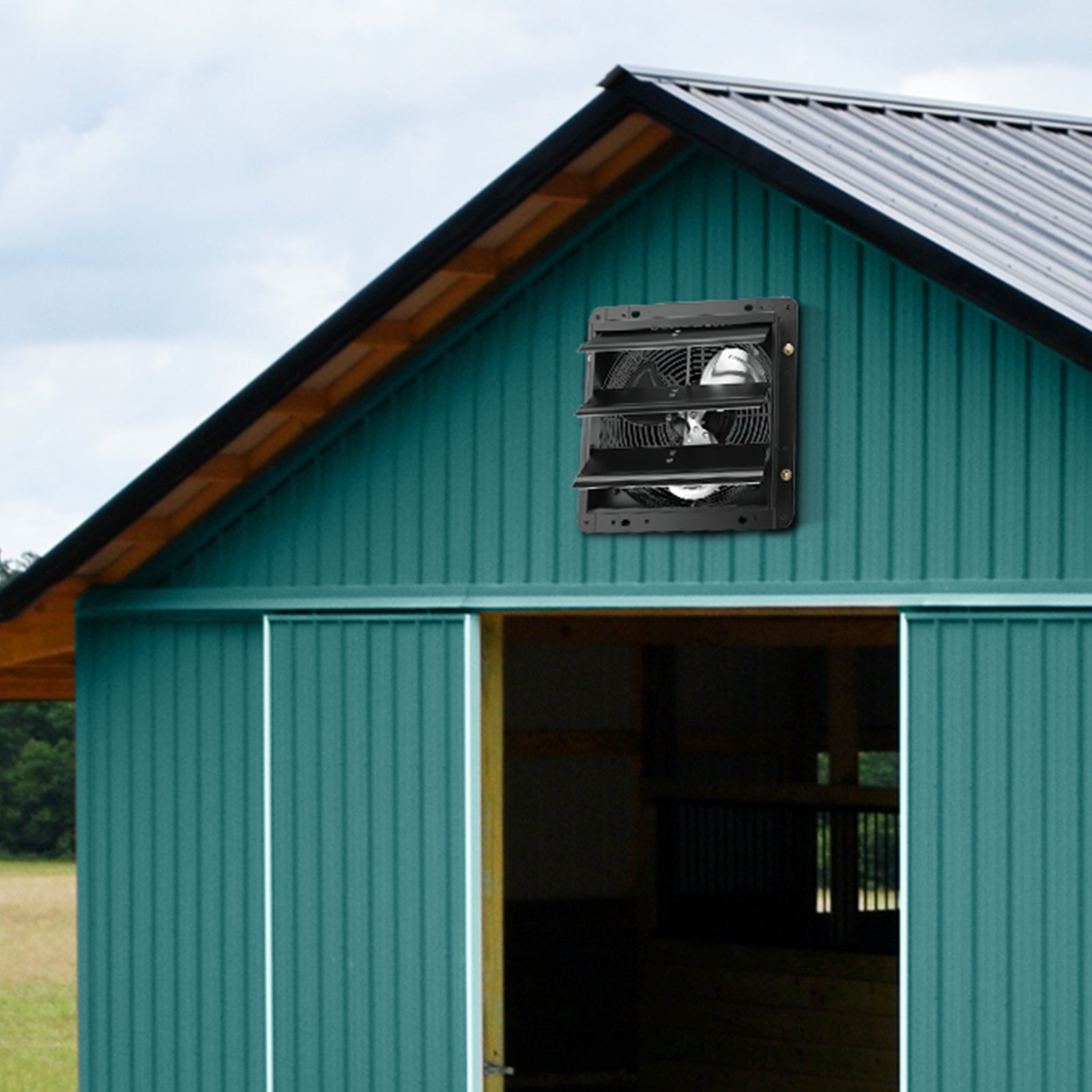 VEVOR Shutter Exhaust Fan, 12''/14''/16'' with Temperature and Humidity Controller, EC Motor, 940 CFM/1513 CFM/1747 CFM, 10-Speed Wall Mount Attic Fan for Greenhouse, Garage, Shed Ventilation and Cooling