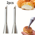 1 or 2 Pack Stainless Steel Cream Puff Nozzle – Cake & Choux Pastry Cream Decorating Tip, Filling Injector Nozzle for Cream Cakes