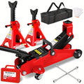 2/2.5/3 Ton Capacity Low-Profile Garage Hydraulic Jack Combo Kit, Optional: 2 Ratchet-Type 3-Ton Jack Stands, Tire Repair Tool Kit, 14-Inch Lug Wrench, Wheel Chocks for SUV/Sedan/Truck