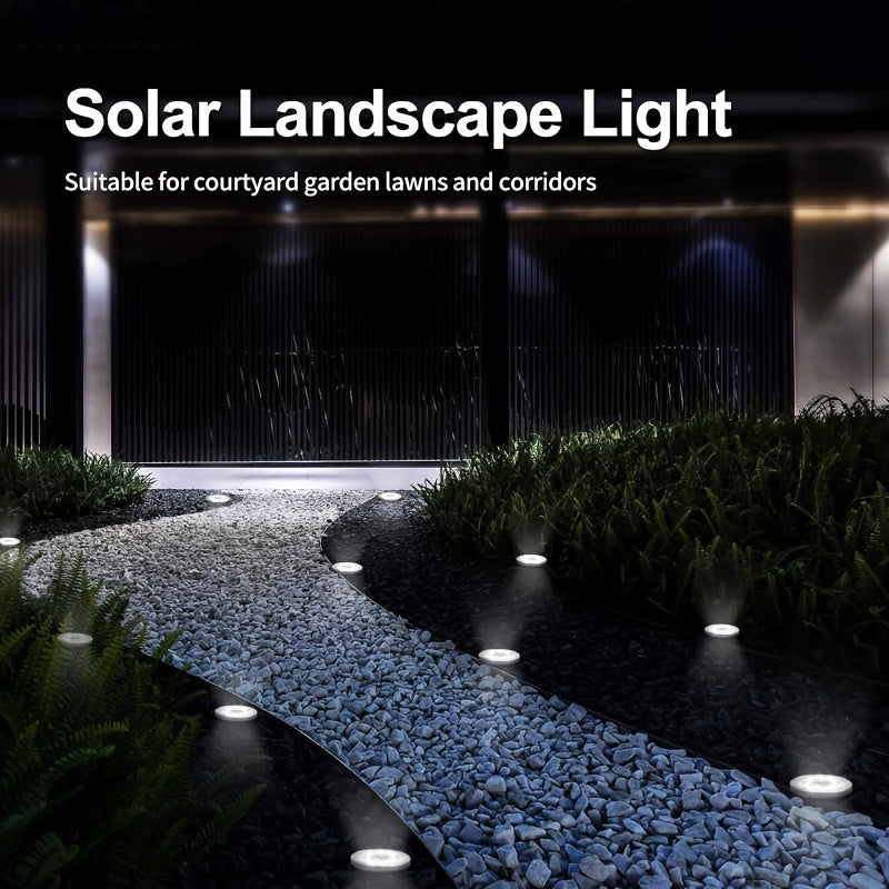 8/12-Piece Outdoor Solar Ground Light, 8-LED Solar Landscape Courtyard Light, IP44 Rating, Suitable for Path, Courtyard, Lawn and Driveway, White