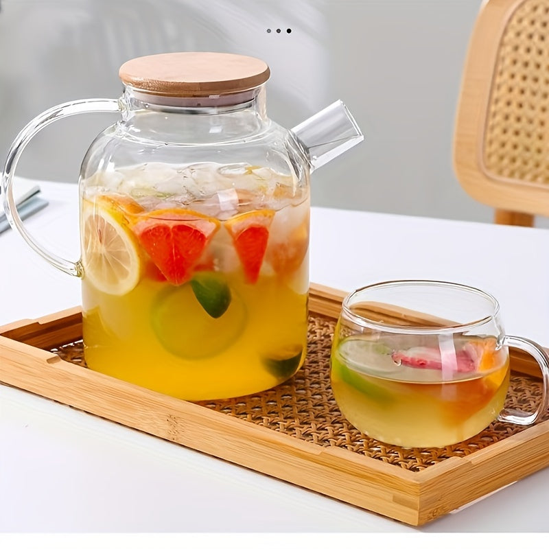 Clear Glass Teapot with Filter – Reusable, Microwave Safe, Lead-Free – Round Design, Perfect for Fruit Tea, Juice & Beverages – Recyclable, Heat Resistant – Ideal Gift for Christmas, Halloween, Easter, Hanukkah, Thanksgiving – No Pattern, Hand Wash Only