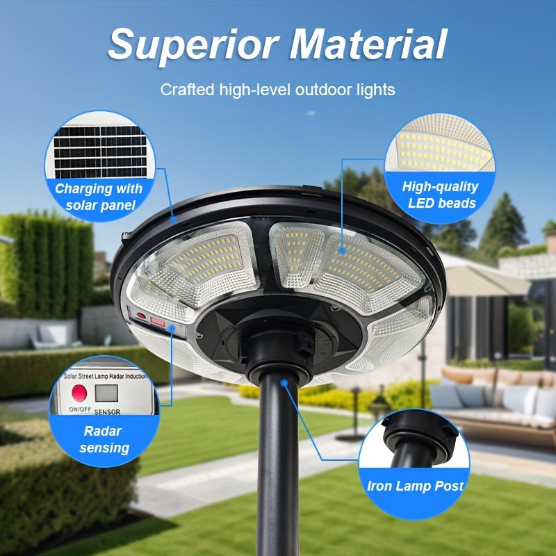 1PCS 370LED Solar Courtyard Light Set, Portable Camping Light with Water Tank, Light Pole, Courtyard Light Head, 78-Inch Tall Pole, Remote Control Path Light, Long-Lasting Dusk-to-Dawn Outdoor Light, Motion Sensor Integrated Street Light