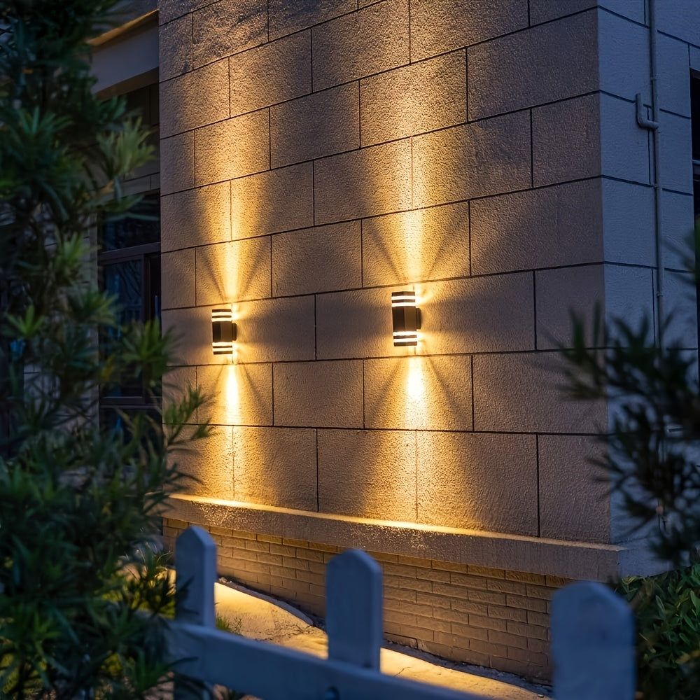 2-Pack, IP44 Plastic Outdoor Wall Light, Up and Down Light Emission, E27 Socket, Hardwired, Suitable for Exterior Wall Lighting of Courtyard, Park, Garage, Porch, etc., Modern Balcony Light Staircase Wall Light, Bulb Not Included